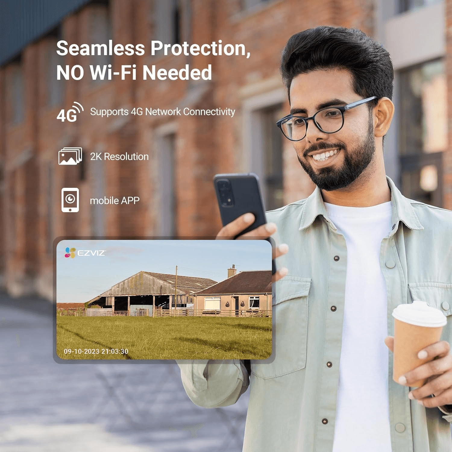 Ezviz H8c 4G Pan & Tilt 4G 3MP Smart Camera, Panoramic View, AI-Powered Human / Vehicle Shape Detection, Two-Way Talk, Auto-Tracking, Color Night Vision thumbnail 5