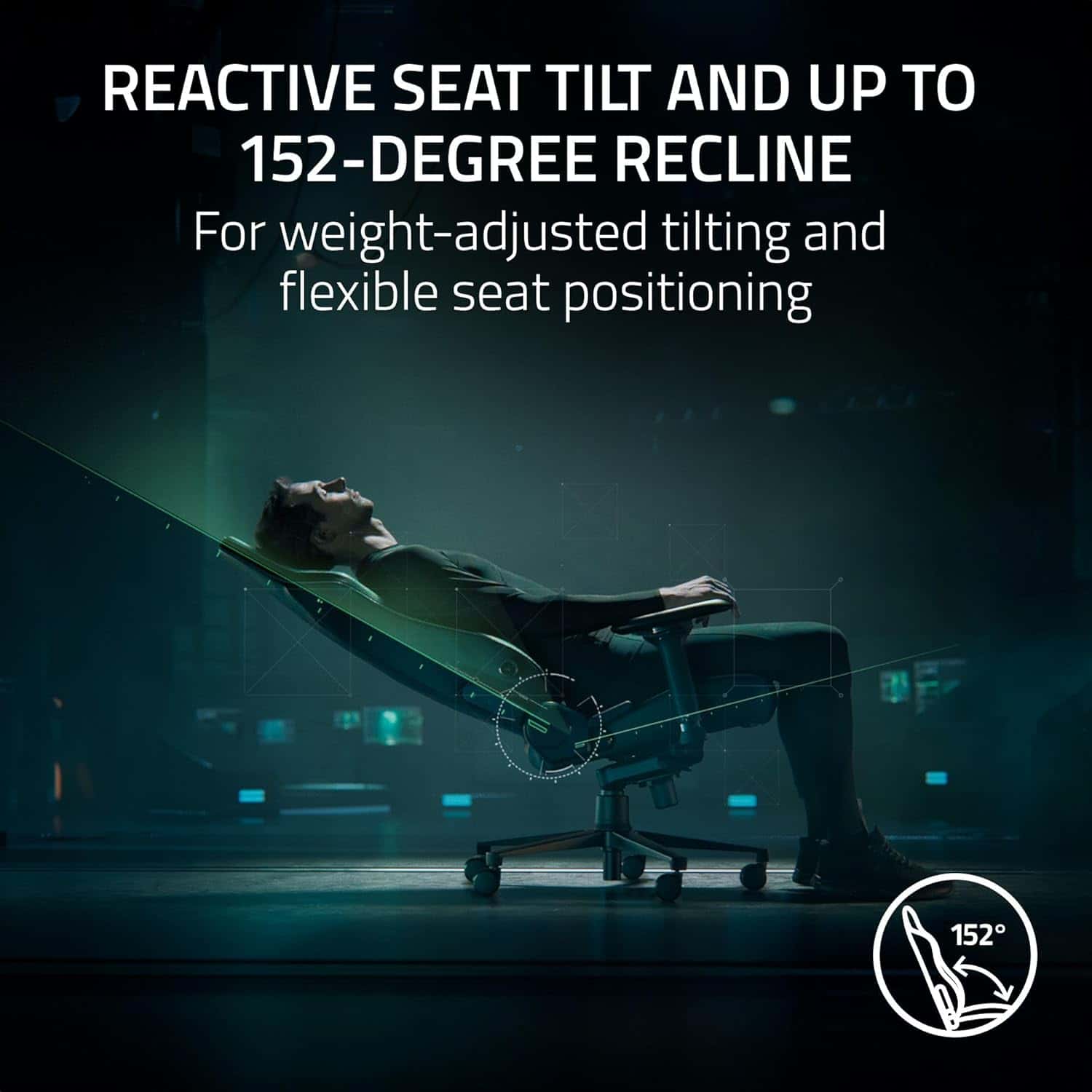 Razer Iskur V2 Gaming Chair, Adaptive Lumbar Support, Adjustable Lumbar Curve, High Density Foam Cushions, Reactive Seat Tilt &152-degree Recline, 4D Armrests, Fabric - Dark Gray | RZ38-04900300-R3G1 thumbnail 6