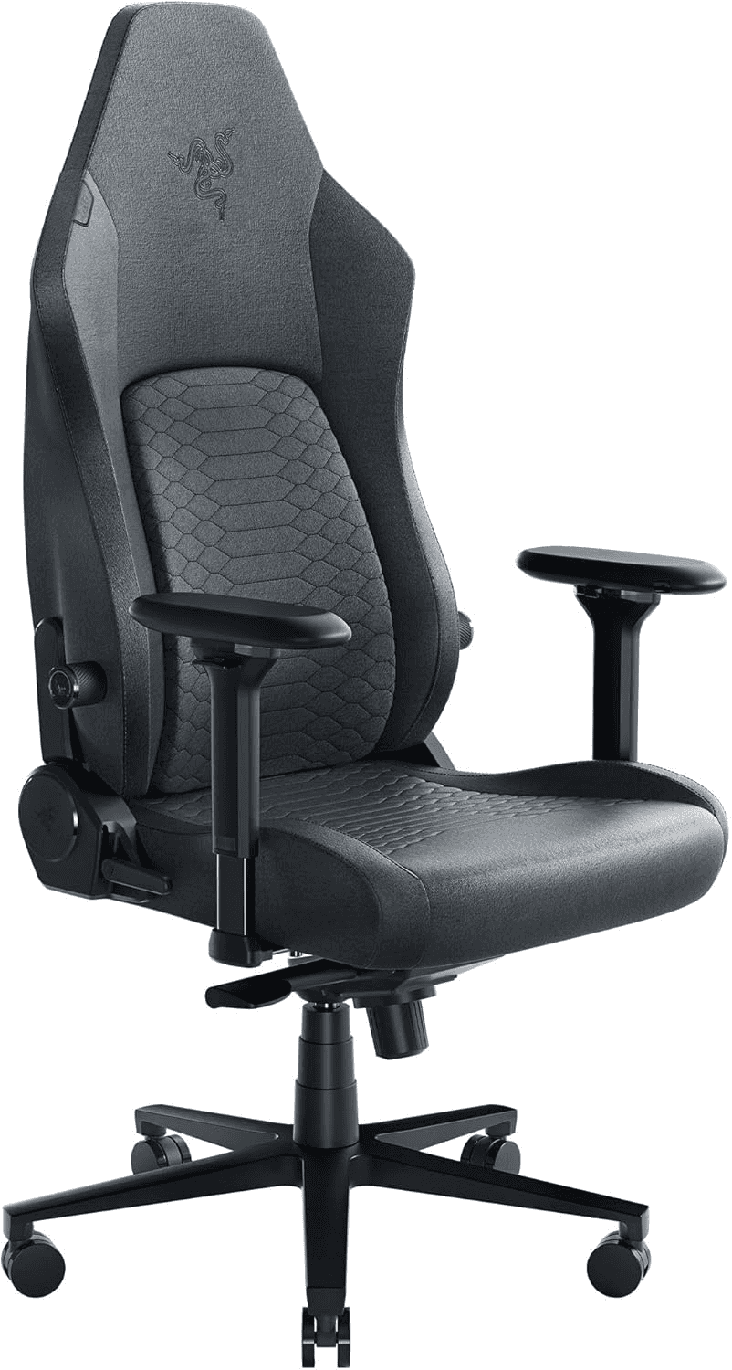 Razer Iskur V2 Gaming Chair, Adaptive Lumbar Support, Adjustable Lumbar Curve, High Density Foam Cushions, Reactive Seat Tilt &152-degree Recline, 4D Armrests, Fabric - Dark Gray | RZ38-04900300-R3G1 thumbnail 1