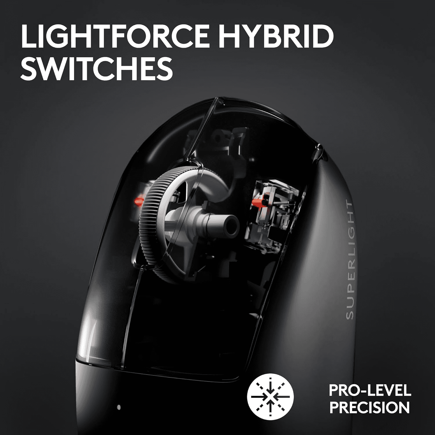 Logitech G PRO X SUPERLIGHT 2 LIGHTSPEED Wireless Gaming Mouse, Lightweight, LIGHTFORCE Hybrid Switches, HERO 2 Sensor, 32,000 DPI, 5 Programmable Buttons, USB-C Charging, PC & Mac - Black thumbnail 10
