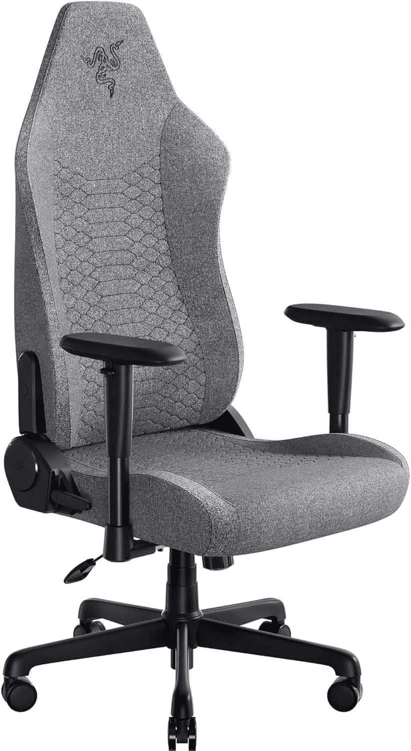 Razer Iskur V2 X Ergonomic Gaming Chair: Built-in Lumbar Support, Widened Seat, High Density Foam Cushions, Adjustable 152 Degree Recline, 2D Armrests, Plush Fabric Finish - Light Gray Edition | RZ38-05310200-R3G1 thumbnail 1