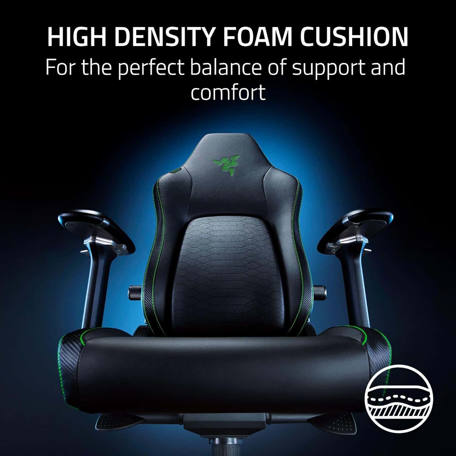 Razer Iskur V2 Gaming Chair, Adaptive Lumbar Support, Adjustable Lumbar Curve, High Density Foam Cushions, Reactive Seat Tilt &152-degree Recline, 4D Armrests, Fabric - Dark Gray | RZ38-04900300-R3G1 thumbnail 2