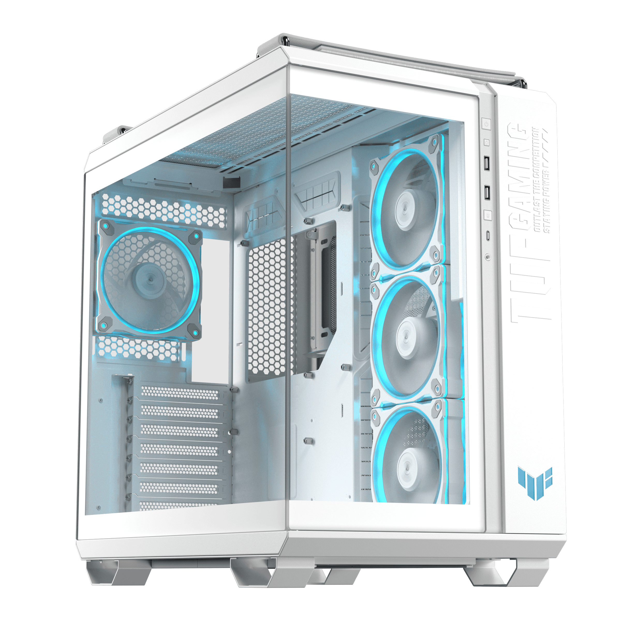 ASUS TUF Gaming GT502 Horizon ATX Mid-Tower Gaming Case, Panoramic Design, Dual-Chamber, Motherboard Support Upto ATX, Tool-Free Side Panels, USB 10 Gbps Type-C Front Panel, White | 90DC0093-B19010 thumbnail 1