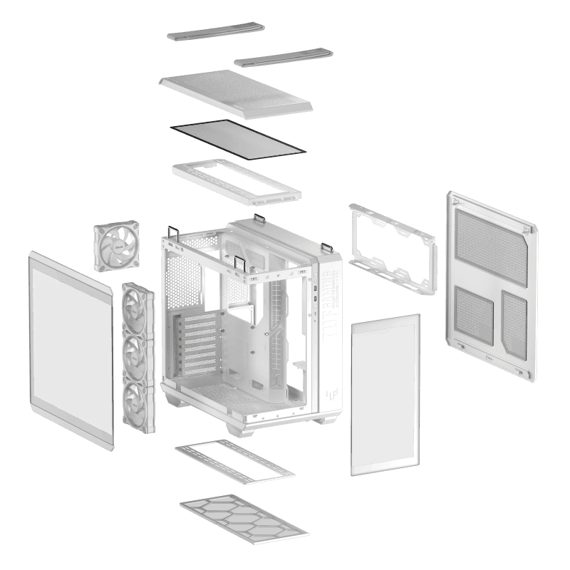 ASUS TUF Gaming GT502 Horizon ATX Mid-Tower Gaming Case, Panoramic Design, Dual-Chamber, Motherboard Support Upto ATX, Tool-Free Side Panels, USB 10 Gbps Type-C Front Panel, White | 90DC0093-B19010 thumbnail 9