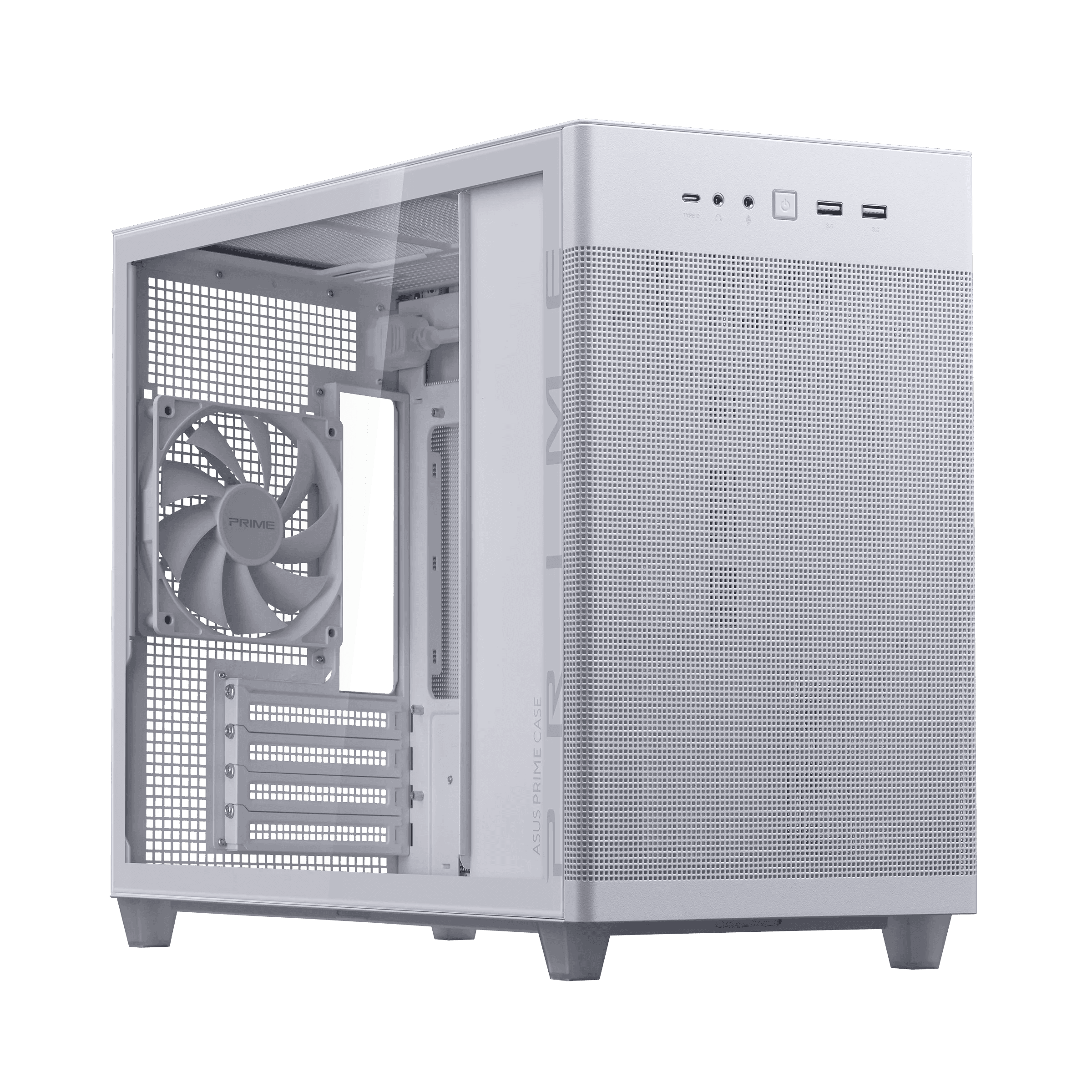 Asus AP201 Prime Tempered Glass White Edition 33L MicroATX Case, Tool-Free Side Panels, Support For 360mm Coolers, 338mm Graphics Cards, Standard ATX PSU's, White | 90DC00G3-B39010 thumbnail 1