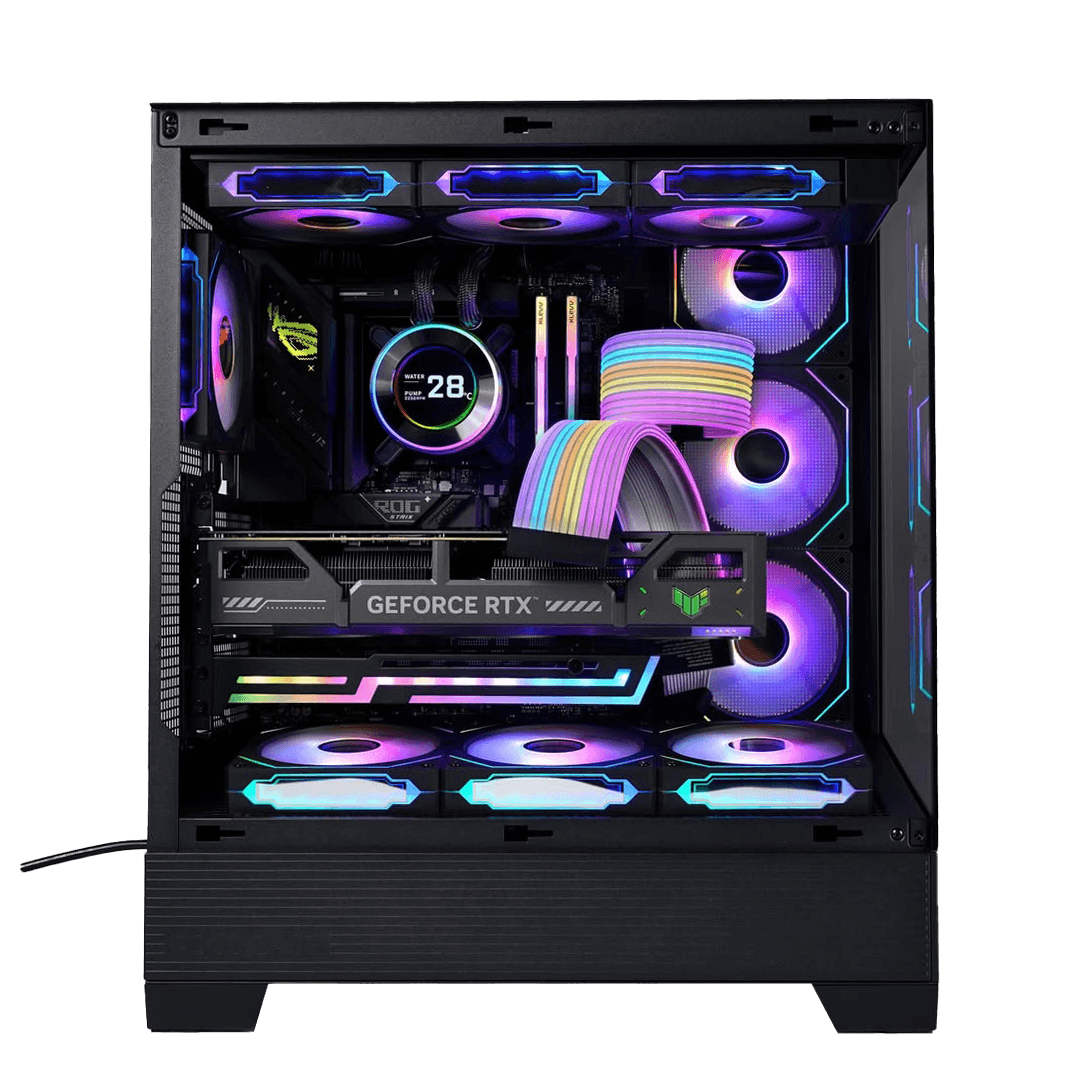 Gaming PC Powered By ASUS, AMD Ryzen 7 9800X3D, RTX 5070 Ti OC Edition 16GB GDDR7, T-FORCE DELTA RGB DDR5 6400 32GB (2×16GB), 990 PRO 2TB PCIe 4.0 NVMe, AIO CPU Liquid Cooler, 850W, ARGB Aesthetic build thumbnail 2