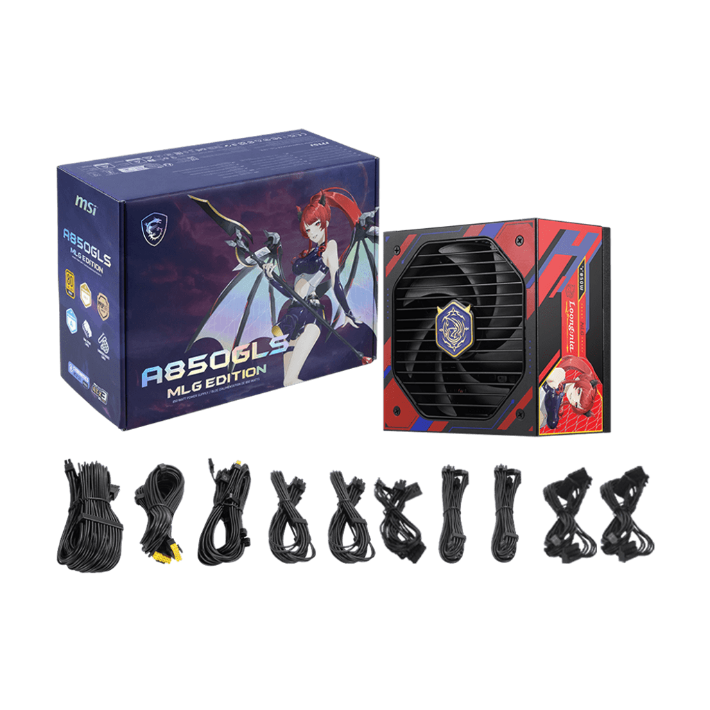 MSI A850GLS MLG Edition, Fully Modular Compact Gaming 850W Power Supply, 80+ Gold, ATX 3.1 & PCIe 5.1 Ready, Native Dual-Color 12V-2x6 Cable, Low-Noise, Embossed Jacket Cables, 10 Year Warranty thumbnail 2