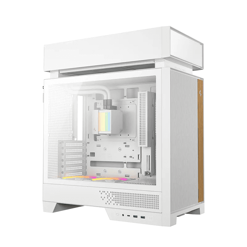 DeepCool CL6600 White ATX PC Case, HyperSplit Dual-Chamber Design, Pre-Installed 360mm ARGB AIO Liquid Cooler, Dual Bottom ARGB Fans, Supports Back-Connector Motherboard | R-CL6600-WHNNA0-G thumbnail 2