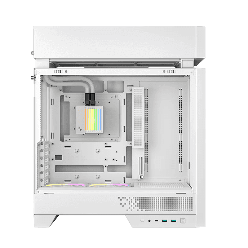 DeepCool CL6600 White ATX PC Case, HyperSplit Dual-Chamber Design, Pre-Installed 360mm ARGB AIO Liquid Cooler, Dual Bottom ARGB Fans, Supports Back-Connector Motherboard | R-CL6600-WHNNA0-G thumbnail 3