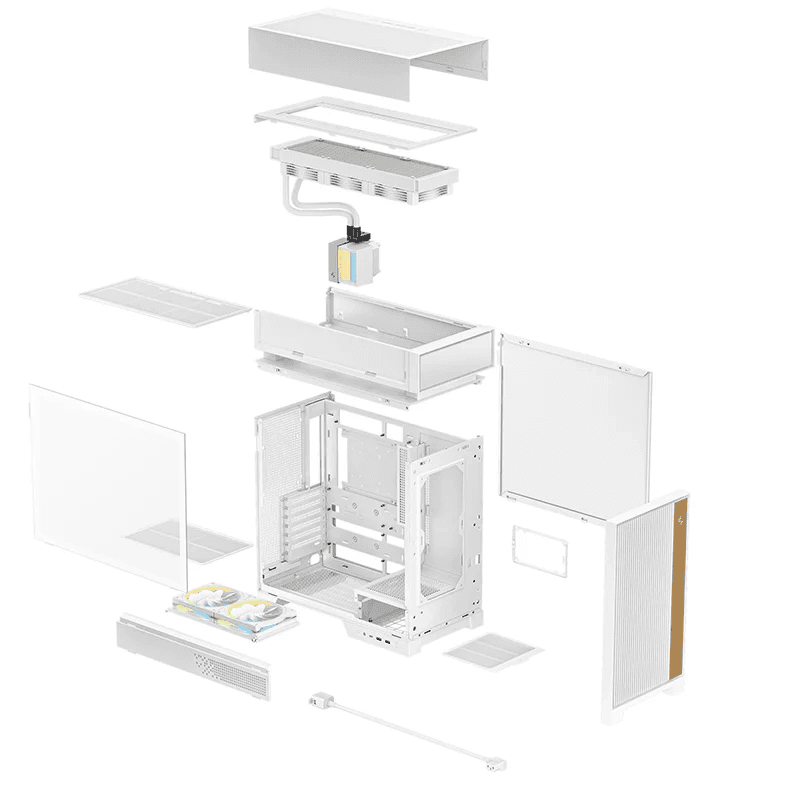 DeepCool CL6600 White ATX PC Case, HyperSplit Dual-Chamber Design, Pre-Installed 360mm ARGB AIO Liquid Cooler, Dual Bottom ARGB Fans, Supports Back-Connector Motherboard | R-CL6600-WHNNA0-G thumbnail 5