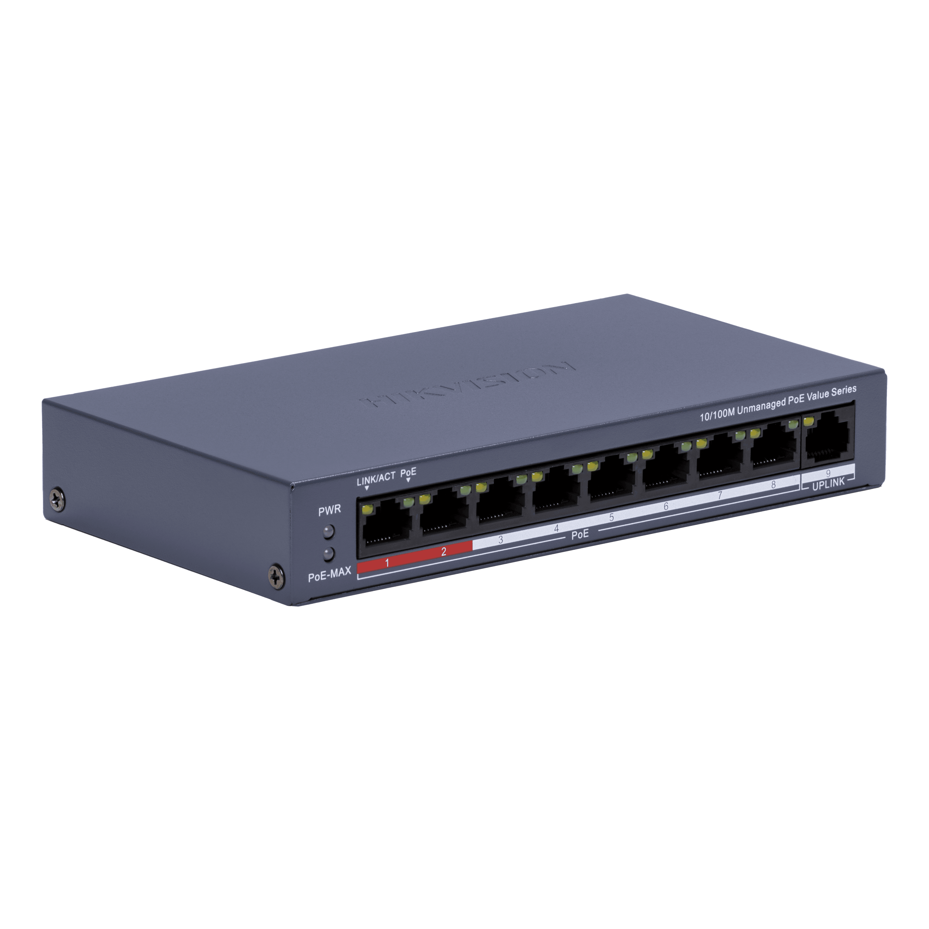 Hikvision DS-3E0109P-E/M(C) 8 Port Fast Ethernet Unmanaged POE Switch, Up to 300 m Long Range PoE Transmission thumbnail 4