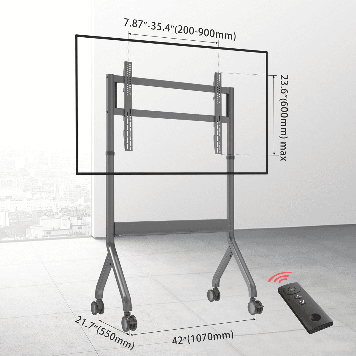 EQ TEX 75-90 Manual Lift Stand for Interactive Displays, 75"-90" Screens, 120kg Load Capacity, Secure Locking System thumbnail 6