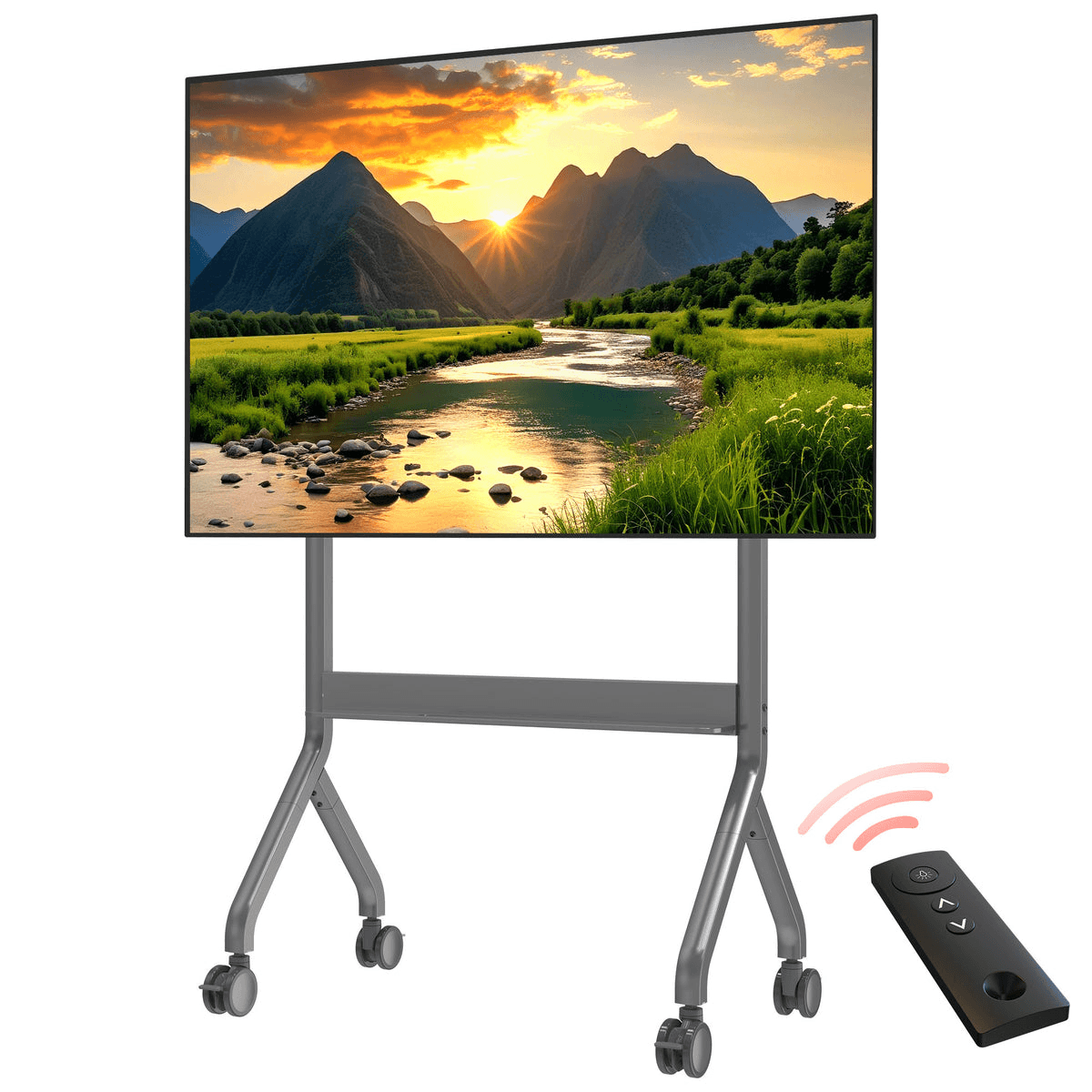 EQ TEX 75-90 Manual Lift Stand for Interactive Displays, 75"-90" Screens, 120kg Load Capacity, Secure Locking System thumbnail 2