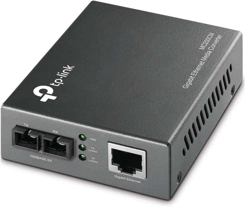 Tp-Link Gigabit Sfp To Rj45 Fiber Media Converter, Fiber To Ethernet Converter 10/100/1000Mbps Rj45 Port To 1000Base-Sx Multi-Mode Fiber (MC200CM) Black thumbnail 1