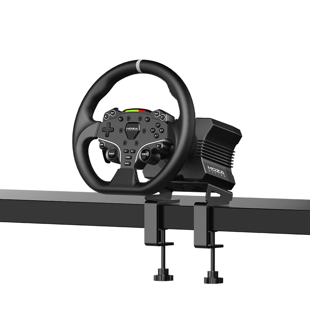 MOZA R5 Direct Drive Racing Simulator Bundle, 5.5 Nm Torque, ES Steering Wheel, Adjustable Pedals, Microfiber Leather thumbnail 5