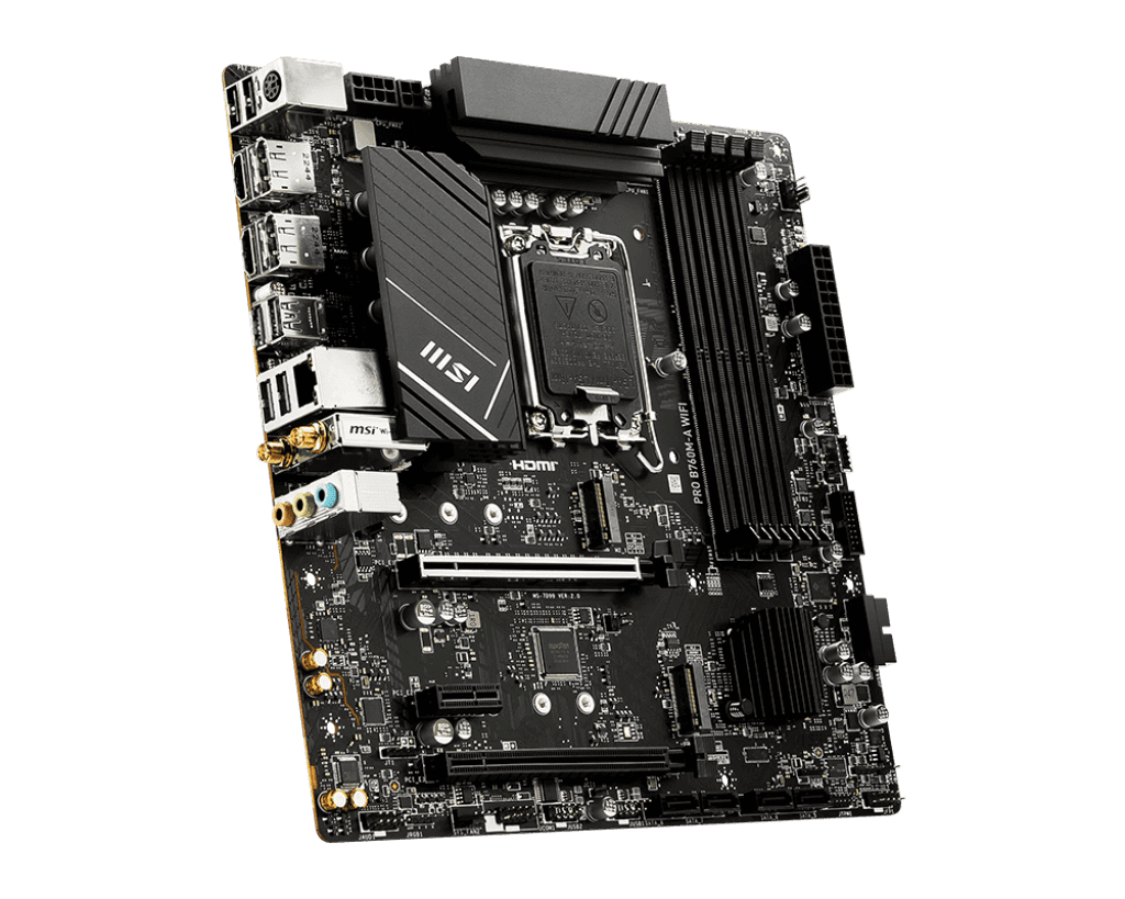 MSI PRO B760M-A WIFI DDR5 LGA 1700 mATX Motherboard, 4x DDR5 6800+MHz (OC). 2.5G Network, Wi-Fi 6E, BT | 911-7D99-007 thumbnail 4