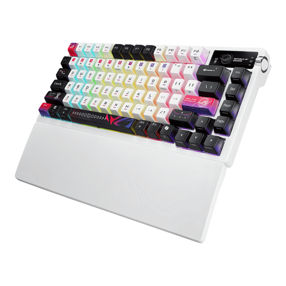 ASUS ROG Azoth X Wireless White Gaming Keyboard, 75% Gasket Mount, Special Dye-sublimated Keycaps, 5-Layer Dampening, Hot-Swap ROG NX V2 Switches, Stellar Keycaps | 90MP044F-BKCA30 thumbnail 5