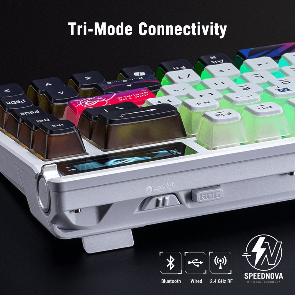 ASUS ROG Azoth X Wireless White Gaming Keyboard, 75% Gasket Mount, Special Dye-sublimated Keycaps, 5-Layer Dampening, Hot-Swap ROG NX V2 Switches, Stellar Keycaps | 90MP044F-BKCA30 thumbnail 7