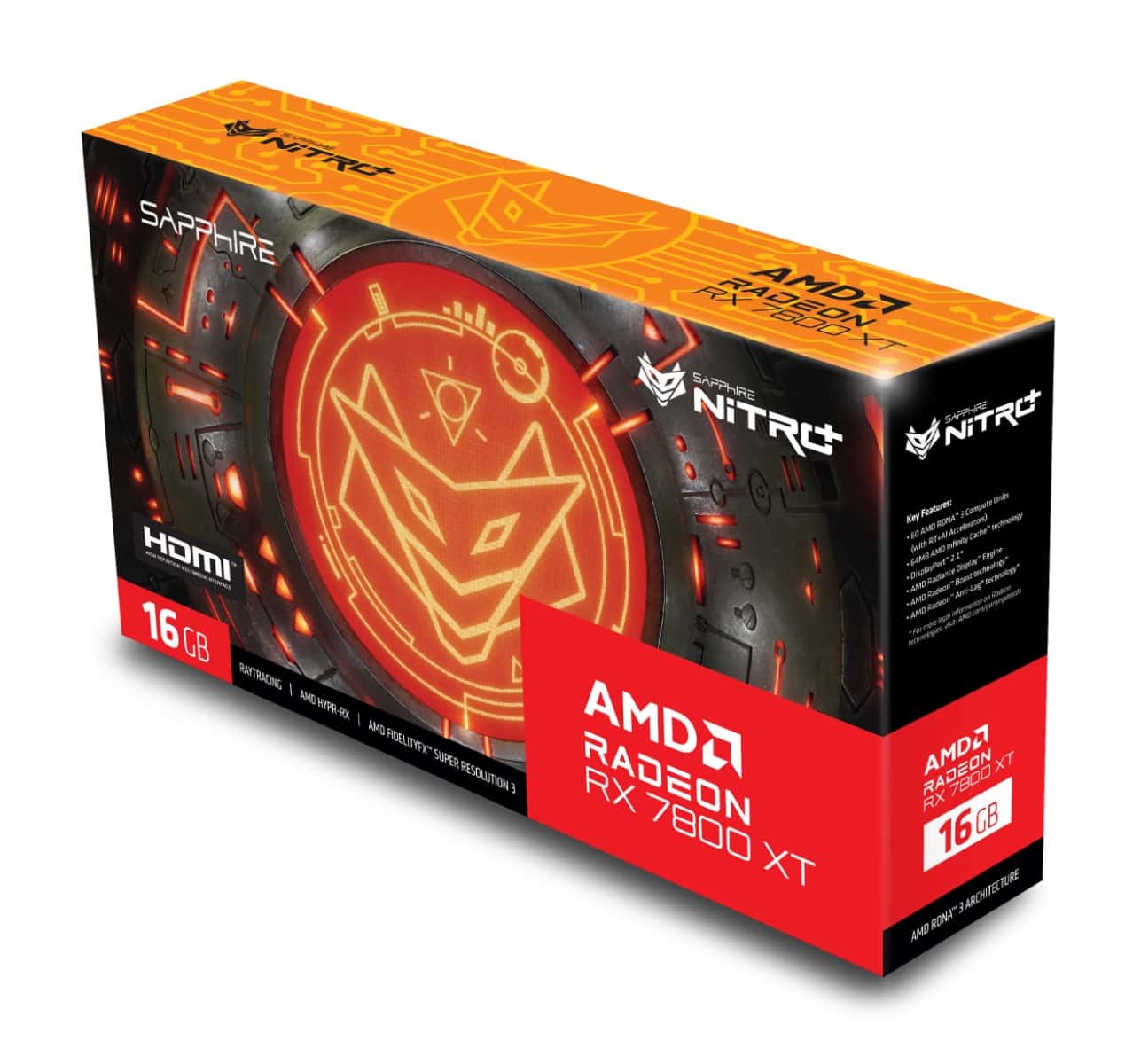 SAPPHIRE NITRO+ AMD Radeon RX 7800 XT OC Gaming Graphics Card, 16GB DDR6 256 bit Memory, Vulkan Optimized, 2565 Boost Clock, 19.5 Gbps Memory Speed, AMD RDNA 3, PCIE 4.0, 2x HDMI 2x DisplayPort | 11330-01-20G thumbnail 4