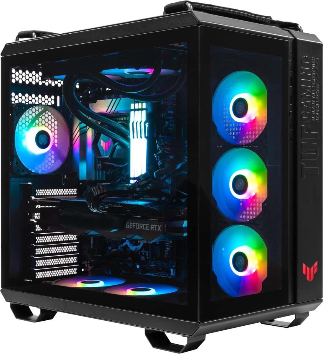 Asus Powered 50 series Gaming PC - Amd Ryzen 7 9800X3D, TUF RTX 5090 32GB, 64GB (2*32) DDR 6000MHz RAM, 8TB Gen4 SSD, 1200W PSU. thumbnail 2