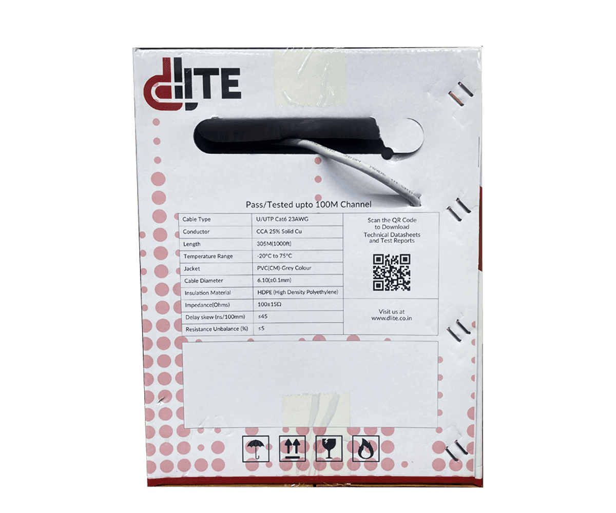 Dlite CAT6 23AWG CCA 25% Cu U/UTP CAT6 PVC Network Cable 305 Meters | Dlite DC6UTP-305 thumbnail 4