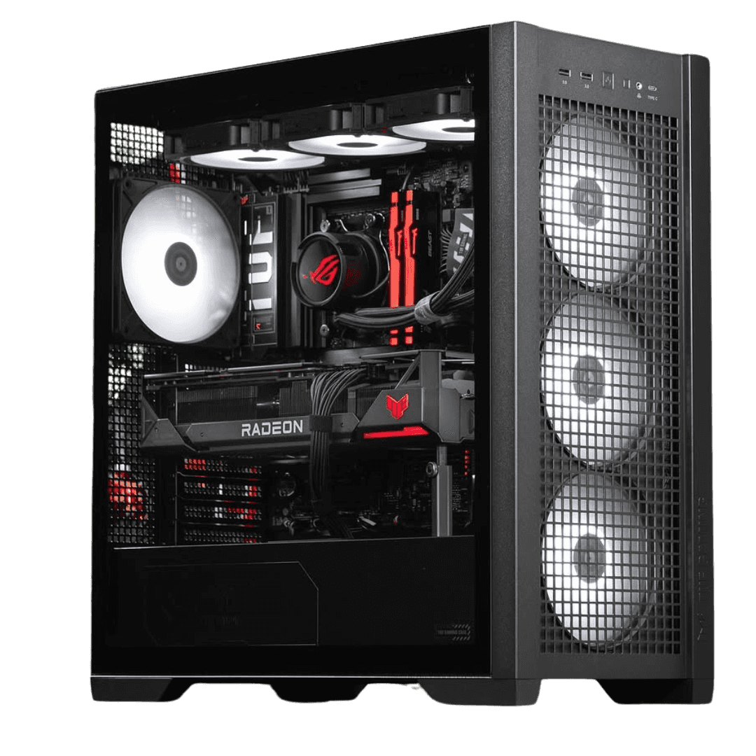 ASUS Powered AMD Gaming PC, AMD Ryzen 7 9800X3D, PULSE RX9070 AMD Radeon 16GB, 32GB (2x16) DDR5, 2TB NV3 NVME, AIO Cooler, 850W thumbnail 1