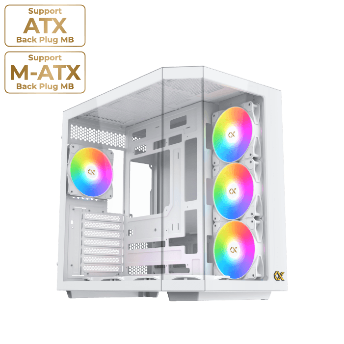 Xigmatek CUBI II Arctic Mid Tower Case, Support E-ATX Motherboard, ATX (Support Back Plug), USB 3x2+Type C, 3PCS TG, 7x Pre Installed ARGB Fans With Remote Control Box | EN45493 thumbnail 1
