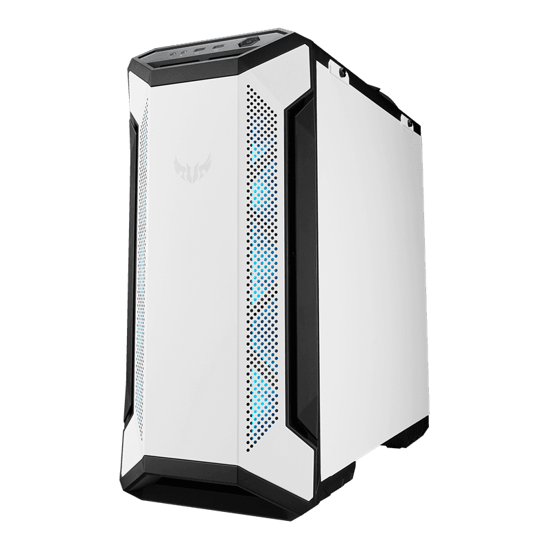 ASUS TUF Gaming GT501 White Edition case supports up to EATX with metal front panel, tempered-glass side panel, 120 mm RGB fan, 140 mm PWM fan, radiator space reserved, and USB 3.1 Gen 1, thumbnail 5