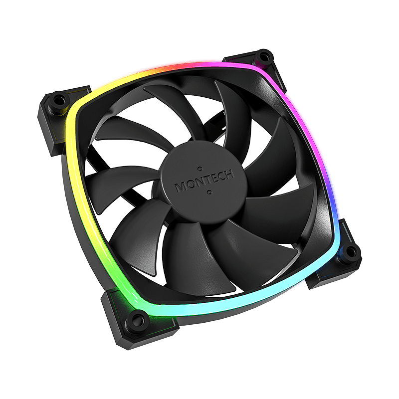 MONTECH AX120 PWM ARGB PC FAN, Black 120mm Fan, 800~1600RPM (??10%), Rifle bearing, 12V, 4-pin PWM + 3-pin ARGB | AX120 thumbnail 9