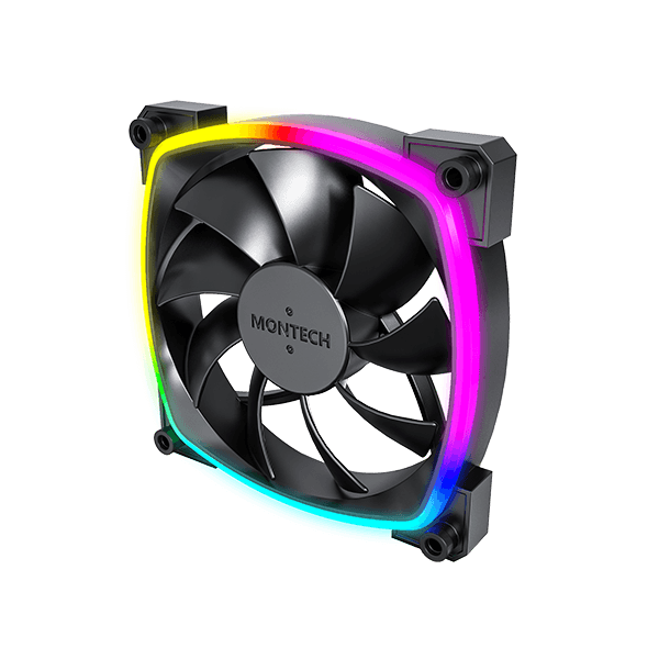 MONTECH AX120 PWM ARGB PC FAN, Black 120mm Fan, 800~1600RPM (??10%), Rifle bearing, 12V, 4-pin PWM + 3-pin ARGB | AX120 thumbnail 3