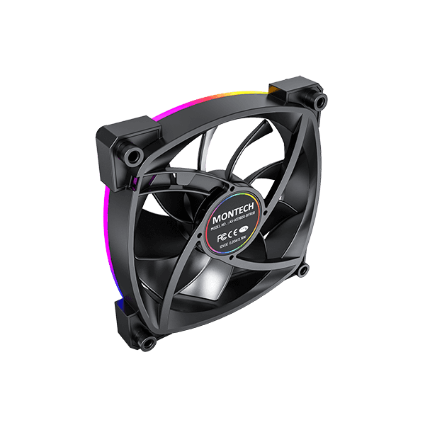 MONTECH AX120 PWM ARGB PC FAN, Black 120mm Fan, 800~1600RPM (??10%), Rifle bearing, 12V, 4-pin PWM + 3-pin ARGB | AX120 thumbnail 7