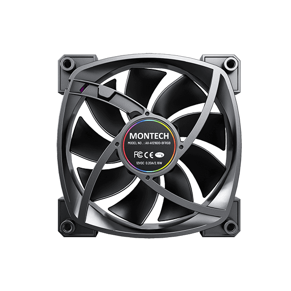 MONTECH AX120 PWM ARGB PC FAN, Black 120mm Fan, 800~1600RPM (??10%), Rifle bearing, 12V, 4-pin PWM + 3-pin ARGB | AX120 thumbnail 1