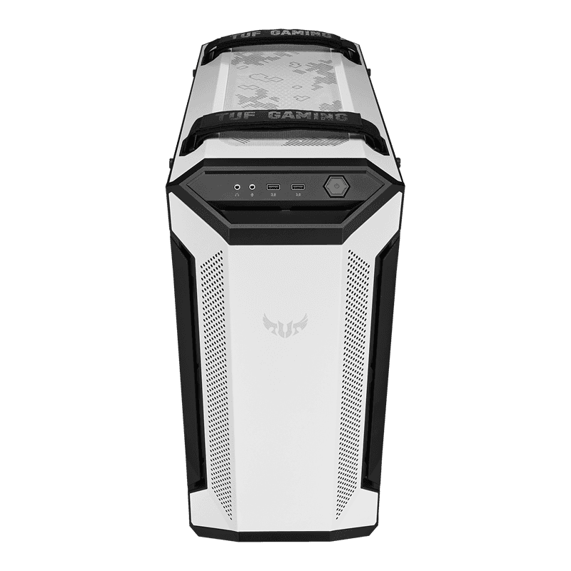 ASUS TUF Gaming GT501 White Edition case supports up to EATX with metal front panel, tempered-glass side panel, 120 mm RGB fan, 140 mm PWM fan, radiator space reserved, and USB 3.1 Gen 1, thumbnail 4