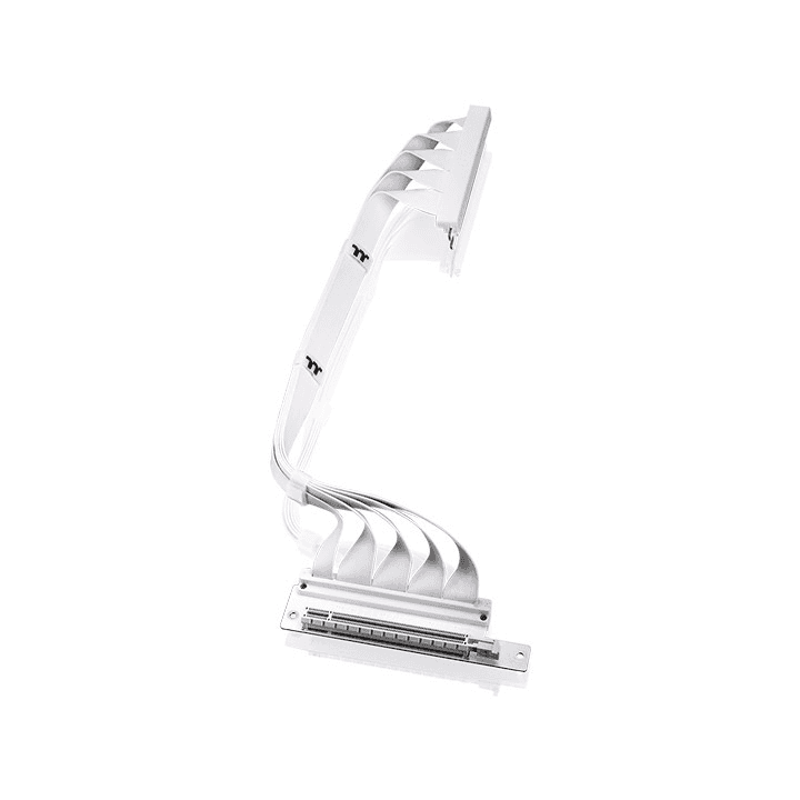 Thermaltake PCI-E 4.0 Dual 90 Degree Riser Cable, 400mm Snow White, X16 Speed, EMI Shielded | AC-077-CO6OTN-C1 thumbnail 1