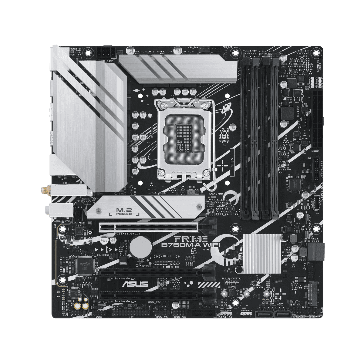 ASUS PRIME B760M-A WIFI LGA1700 mATX Motherboard, Intel B760 Chipset, 4x DDR5 DIMM, Support up to 128GB Memory, Wi-Fi 6 / 2.5Gb ETH / PCIe 4.0, USB 2.0 / 3.2 Type-C, 2*M.2, HDMI/DP | 90MB1EL0-M0EAY0 thumbnail 2