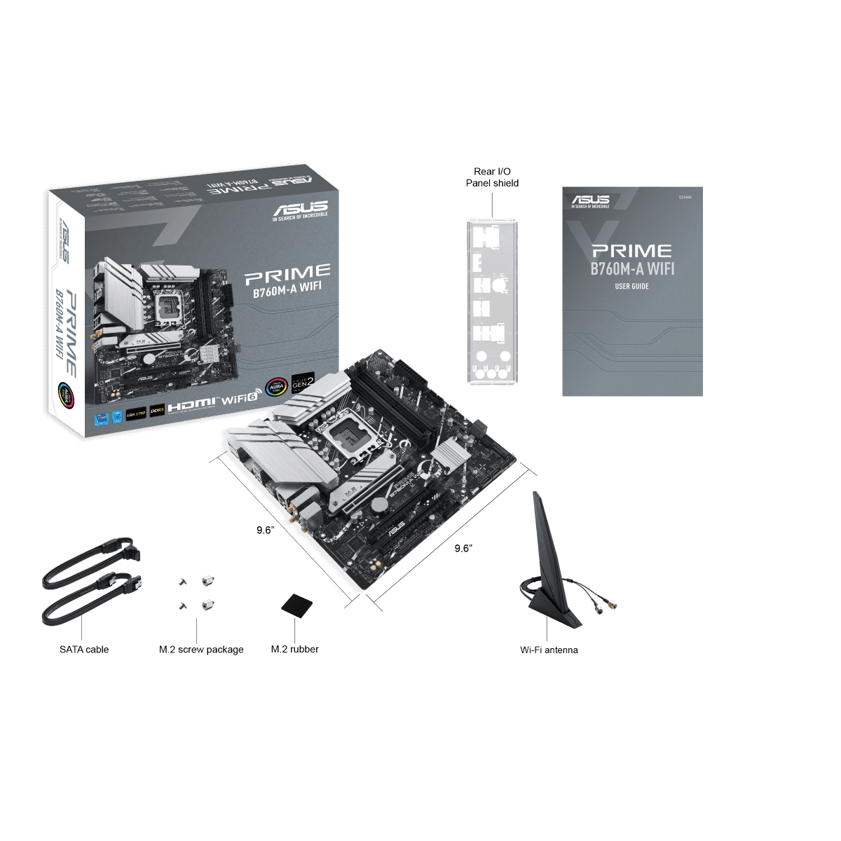ASUS PRIME B760M-A WIFI LGA1700 mATX Motherboard, Intel B760 Chipset, 4x DDR5 DIMM, Support up to 128GB Memory, Wi-Fi 6 / 2.5Gb ETH / PCIe 4.0, USB 2.0 / 3.2 Type-C, 2*M.2, HDMI/DP | 90MB1EL0-M0EAY0 thumbnail 4