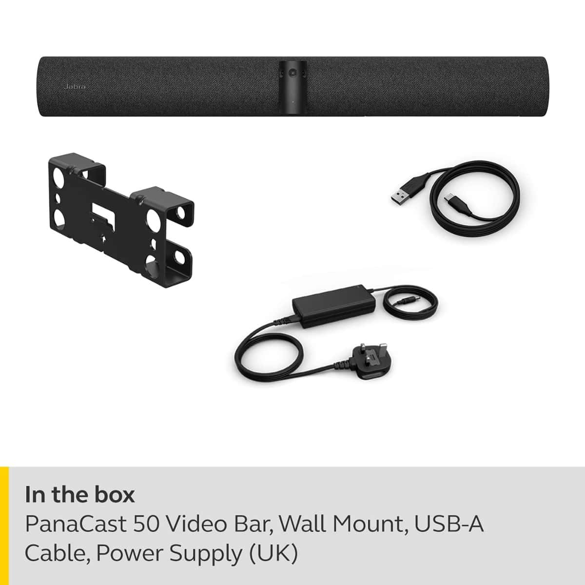 Jabra 8200-237 PanaCast 50 Panoramic 4K Video Bar - Conference Camera for Small & Medium Rooms with 180 Degree Field of View & 8 Microphones - UK Power Supply - Black thumbnail 3