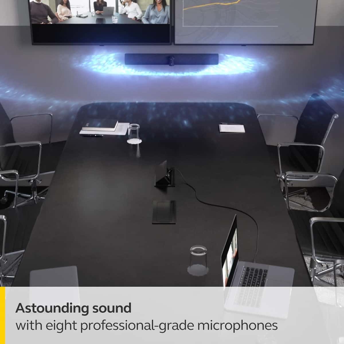 Jabra 8200-237 PanaCast 50 Panoramic 4K Video Bar - Conference Camera for Small & Medium Rooms with 180 Degree Field of View & 8 Microphones - UK Power Supply - Black thumbnail 6