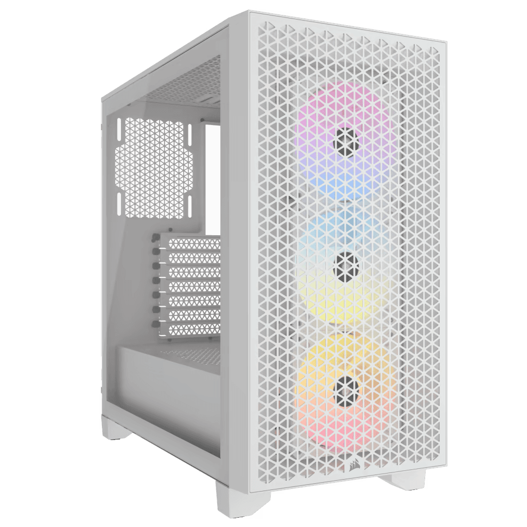 Corsair 3000D RGB AIRFLOW Mid-Tower PC White Case, Tempered Glass, Fits up to 8x 120mm fans and up to 360mm radiators, 3x AR120 RGB fans, Fits four-slot graphics cards up to 360mm in length | CC-9011256-WW thumbnail 1
