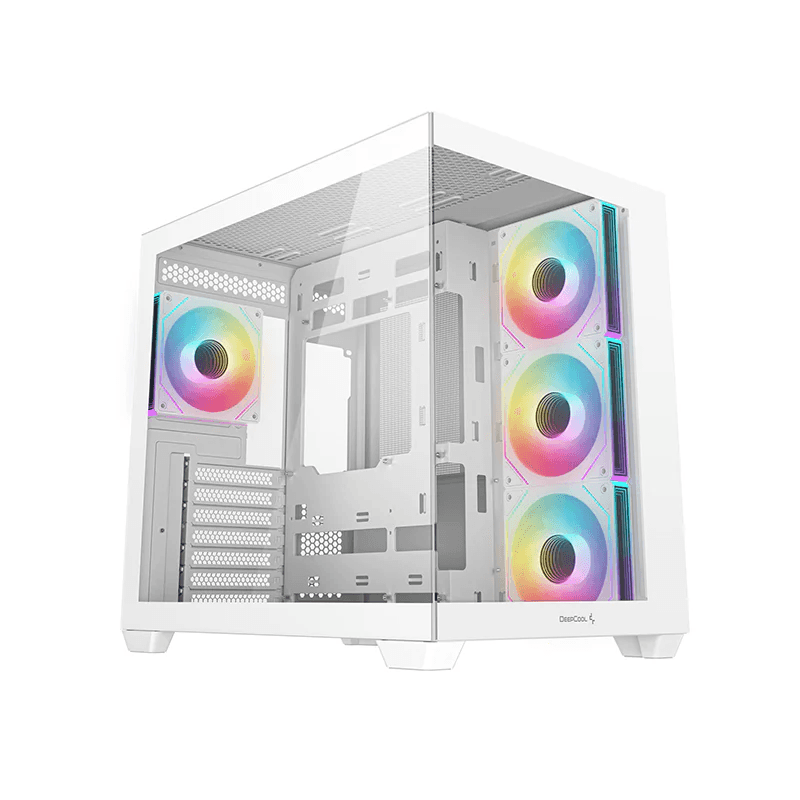 Deepcool CG530 4F Mid Tower Case, 4x PWM+ARGB Pre-Installed Fans, Tempered Glass, Supports upto ATX(Rear Connector) Motherboard, 2x USB 3.0, USB TYPE C, 2-in-1 AP, White | CG530-WHADA4-G-1 thumbnail 1