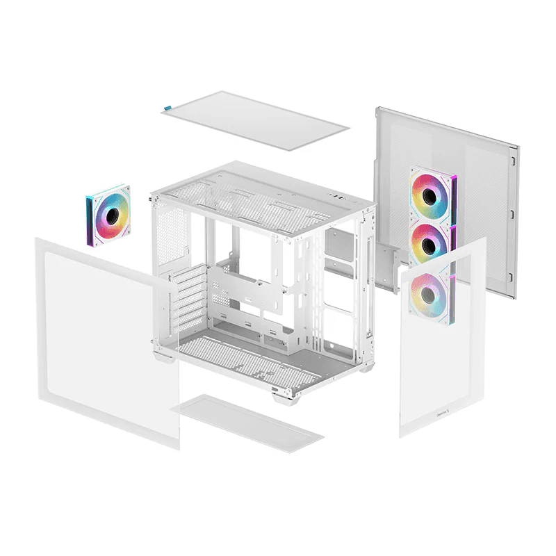 Deepcool CG530 4F Mid Tower Case, 4x PWM+ARGB Pre-Installed Fans, Tempered Glass, Supports upto ATX(Rear Connector) Motherboard, 2x USB 3.0, USB TYPE C, 2-in-1 AP, White | CG530-WHADA4-G-1 thumbnail 4