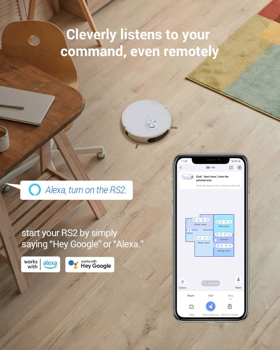 EZVIZ RS20 Pro  Robot Vacuum & Mop Combo, Hot water cleaning & hot air drying, Auto dust emptying, Carpet detection, Consistent mopping pressure | CS-RS20-PRO-PGA2 thumbnail 5