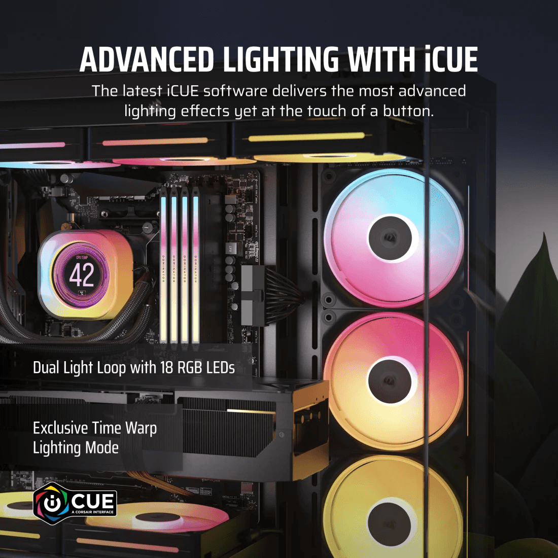 Corsair iCUE LINK LX120-R RGB 120mm PWM Reverse Black RGB Case Fans Starter Kit, Magnetic Dome Bearing | CO-9051050-WW thumbnail 5