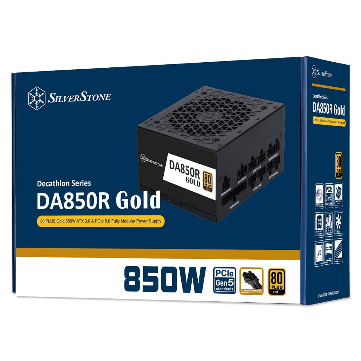 SILVERSTONE DA850R GOLD BLACK DECATHLON SERIES 850W 80PLUS GOLD ATX3.0 PCLE3.0 FULLY MODULAR POWER SUPPLY | SST-DA850R-GMA thumbnail 1
