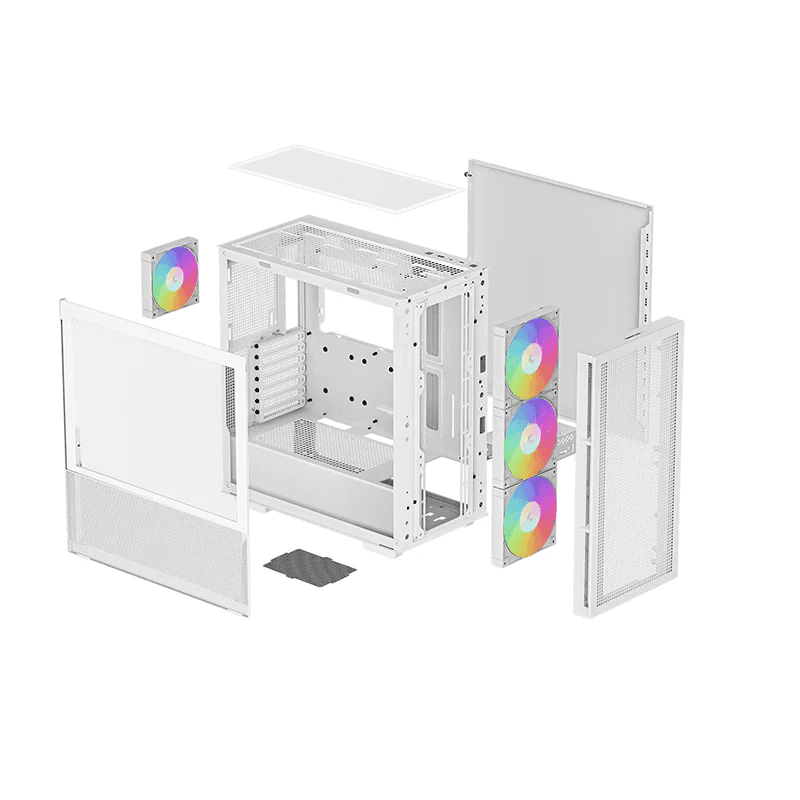 Deepcool CH560 ATX Mid Tower Computer Case, ABS+SPCC+Tempered Glass Materials, 3??140mm & 1x 120mm ARGB Fans, Hybrid Airflow Glass Side Panel, White | CH560-WHAPE4-G-1 thumbnail 5