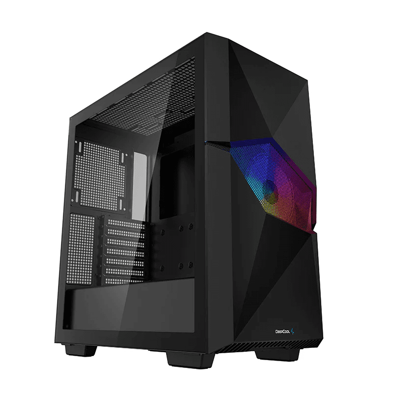 DeepCool CYCLOPS Mid-tower Case, ABS+SPCC+Tempered Glass, 5x Drive Bays, 7x Expansion Slots, 1x Pre-Installed Fans, Motherboard Support Up to E-ATX | R-BKAAE1-C-1 thumbnail 1