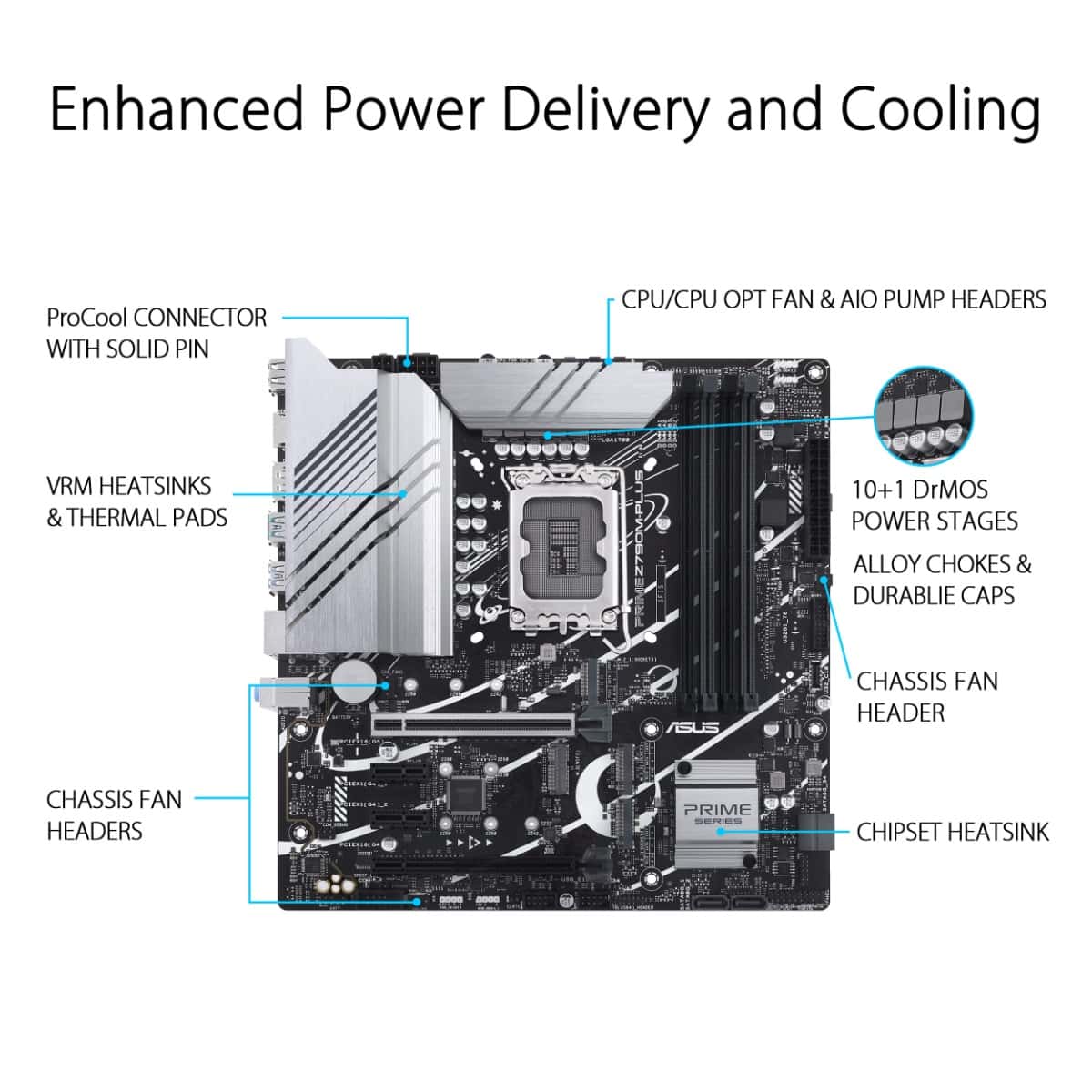 Asus Prime Z790M-PLUS D4 mATX Motherboard, Socket Intel LGA1700, Z790 Chipset, PCIe 5.0, 128GB DDR4 Max Memory, 3x M.2 Slots, Intel 1Gb Ethernet, Thunderbolt USB4 Support, Aura Sync | 90MB1D20-M0EAY0 thumbnail 2