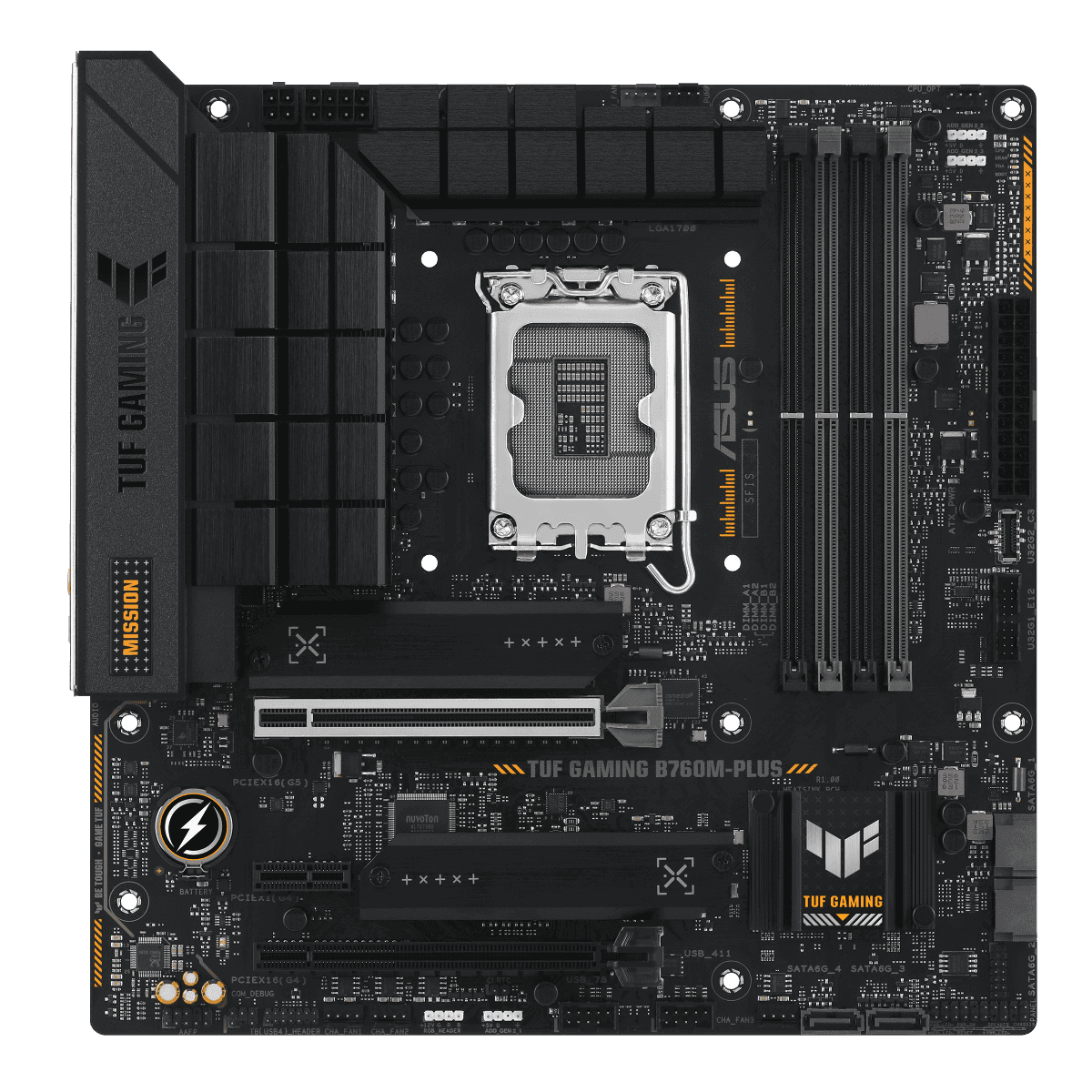 ASUS TUF GAMING B760M-PLUS LGA1700 mATX Motherboard, Intel B760 Chipset, 4x DIMM DDR5, Up to 192GB Capacity, Realtek 2.5Gb Ethernet, 2x M.2, PCIe 5.0 x16, 1x DP / 1x HDMI, USB 3.2-C | 90MB1ES0-M0EAY0 thumbnail 2