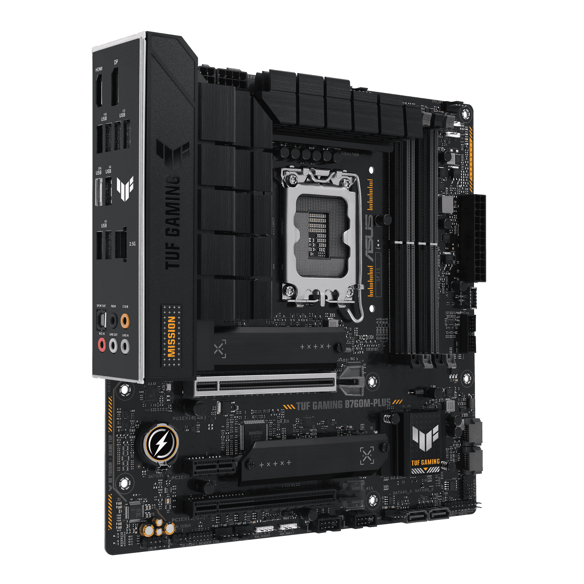 ASUS TUF GAMING B760M-PLUS LGA1700 mATX Motherboard, Intel B760 Chipset, 4x DIMM DDR5, Up to 192GB Capacity, Realtek 2.5Gb Ethernet, 2x M.2, PCIe 5.0 x16, 1x DP / 1x HDMI, USB 3.2-C | 90MB1ES0-M0EAY0 thumbnail 1
