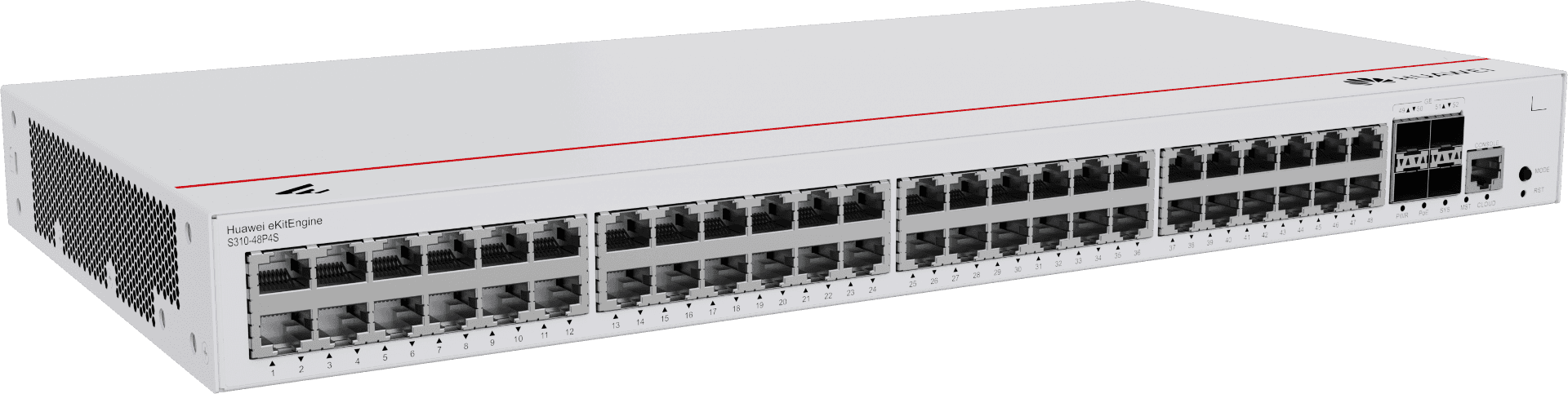 Huawei eKit S310-48P4S Switches, 48x10/100/1000BASE-T Ports(380W PoE+, 4xGE SFP Ports, built-in AC Power Gigabit Managed, 104 Gbps Switch capacity, Layer 3 Access Switch | 98012384 thumbnail 1